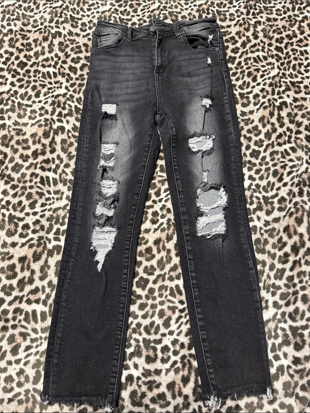 Black Distressed High-Rise Skinny Jeans for Women